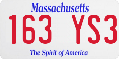 MA license plate 163YS3