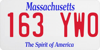 MA license plate 163YW0
