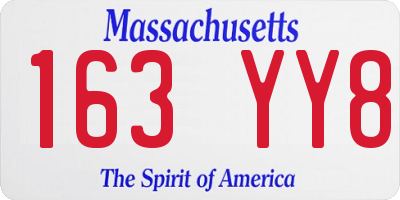 MA license plate 163YY8