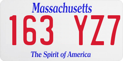 MA license plate 163YZ7