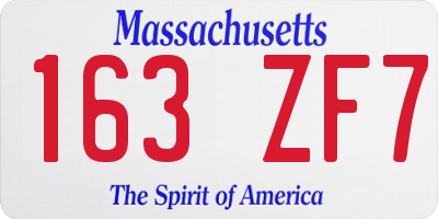MA license plate 163ZF7