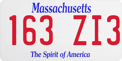 MA license plate 163ZI3
