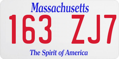 MA license plate 163ZJ7