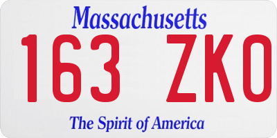 MA license plate 163ZK0