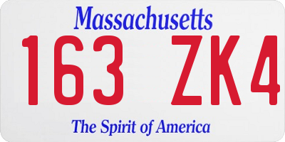 MA license plate 163ZK4
