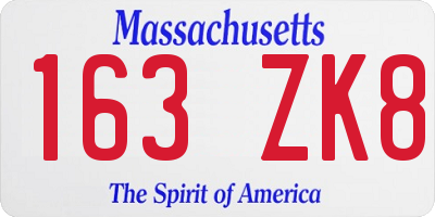 MA license plate 163ZK8