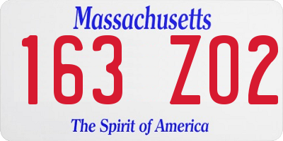 MA license plate 163ZO2