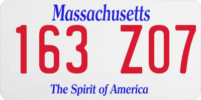 MA license plate 163ZO7