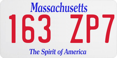 MA license plate 163ZP7