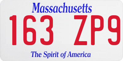 MA license plate 163ZP9