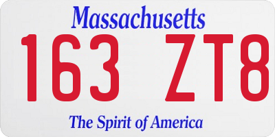 MA license plate 163ZT8