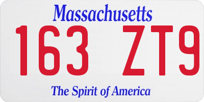 MA license plate 163ZT9