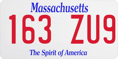 MA license plate 163ZU9
