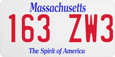 MA license plate 163ZW3