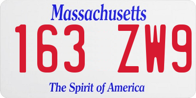 MA license plate 163ZW9
