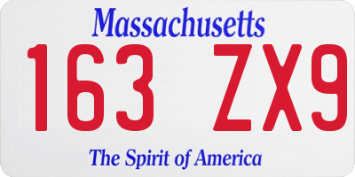 MA license plate 163ZX9