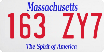 MA license plate 163ZY7