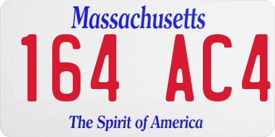 MA license plate 164AC4