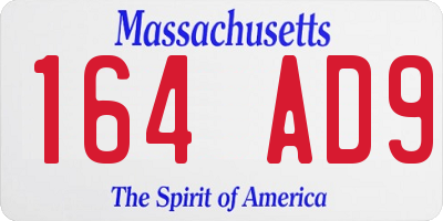 MA license plate 164AD9