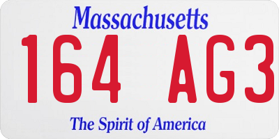 MA license plate 164AG3
