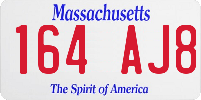 MA license plate 164AJ8