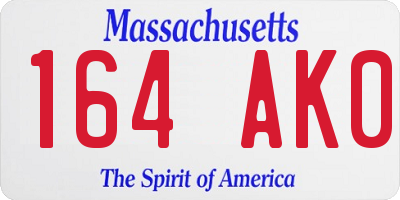 MA license plate 164AK0