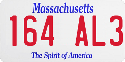 MA license plate 164AL3