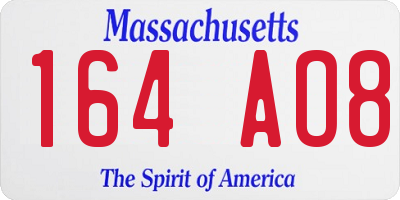 MA license plate 164AO8