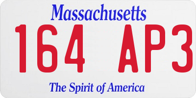 MA license plate 164AP3