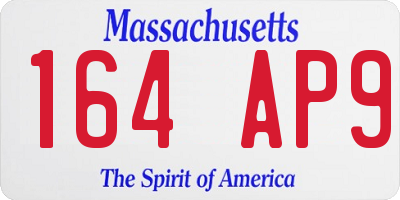 MA license plate 164AP9