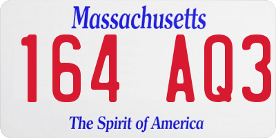 MA license plate 164AQ3