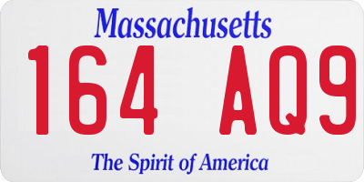 MA license plate 164AQ9