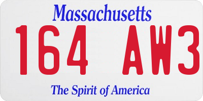 MA license plate 164AW3