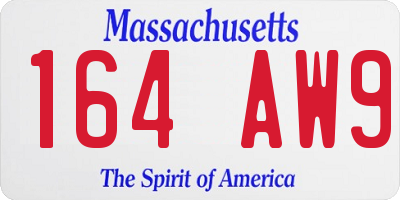 MA license plate 164AW9