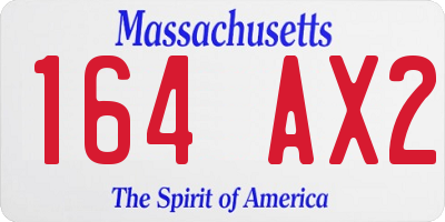 MA license plate 164AX2