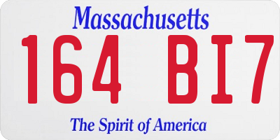 MA license plate 164BI7