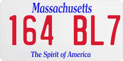 MA license plate 164BL7