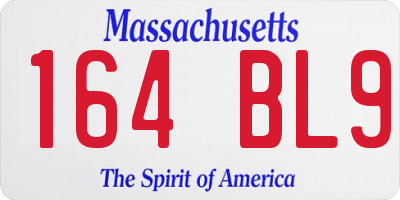 MA license plate 164BL9