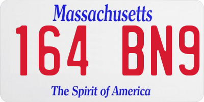 MA license plate 164BN9