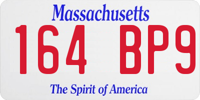 MA license plate 164BP9