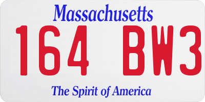 MA license plate 164BW3
