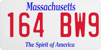 MA license plate 164BW9