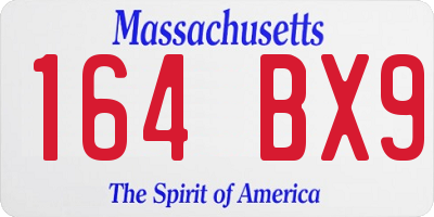MA license plate 164BX9