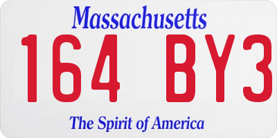 MA license plate 164BY3