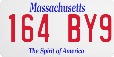 MA license plate 164BY9