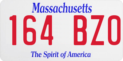 MA license plate 164BZ0