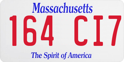 MA license plate 164CI7