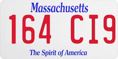 MA license plate 164CI9