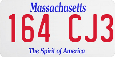 MA license plate 164CJ3