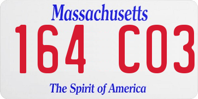 MA license plate 164CO3